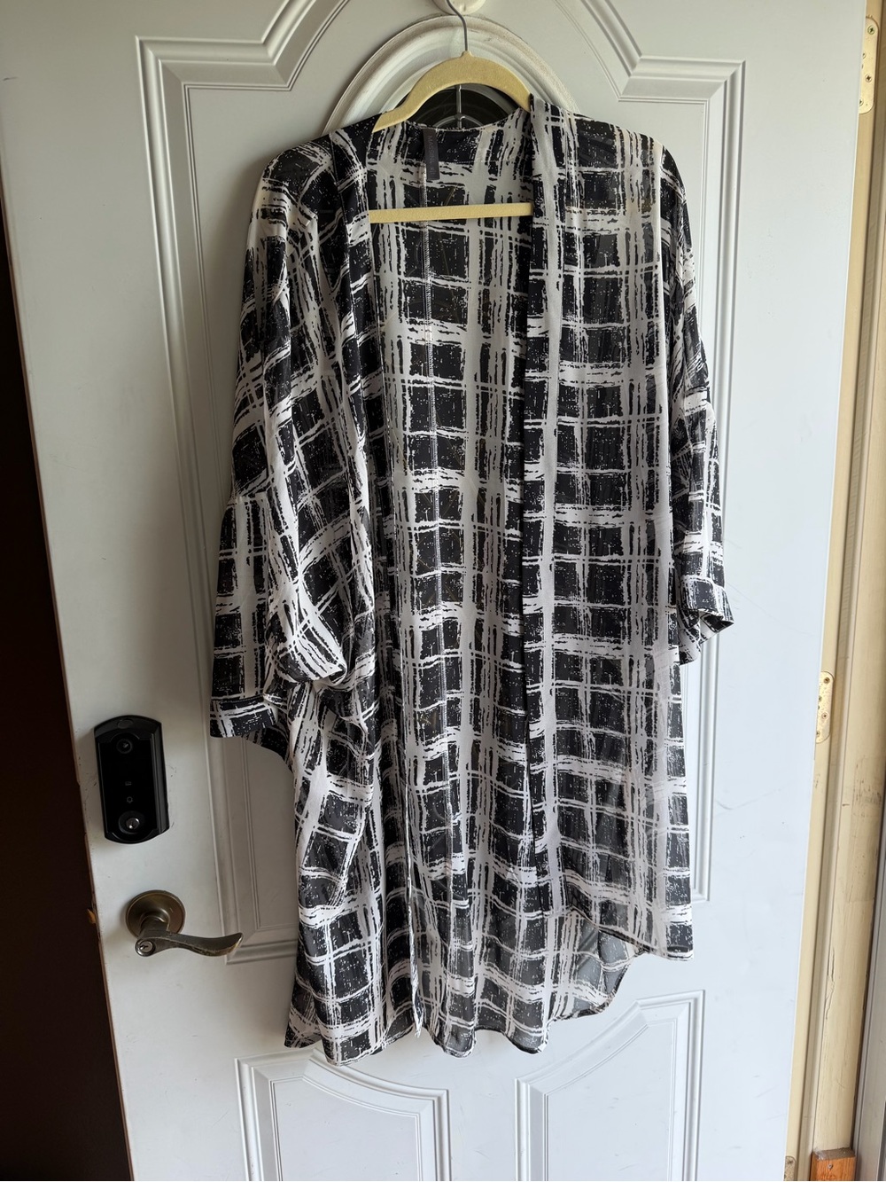 Massimo Black and White Grid-Print Kimono
